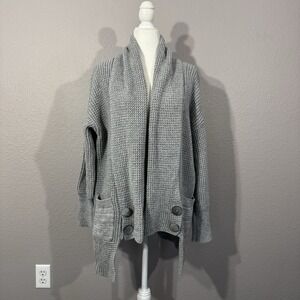 Soft Surroundings Women's Medium Grey Townsend Chunky Knit Open Front Cardigan
